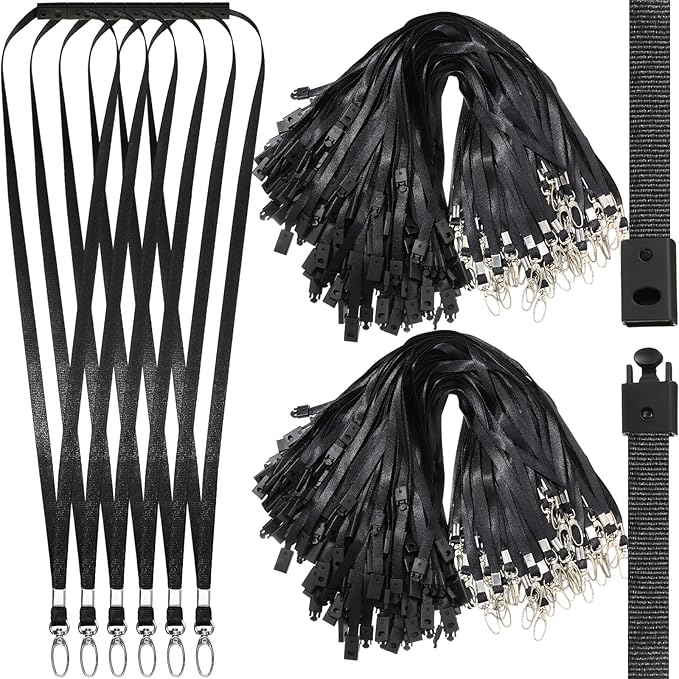 Harloon 150 Pcs Lanyards Breakaway Bulk Neck Flat Lanyard with Detachable Buckle and Clip Swivel Hooks for Badge Holder