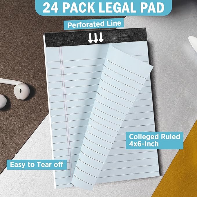 12 PCS 4" x 6" Small Legal Pads College Ruled Lined Mini Pad 80 GSM Vintage Colored Notepad 30 Sheets Memo & Scratch Notepads for Writing Home Office School Work Business To Do List Grocery Lists