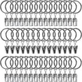AMZSEVEN 44 Pack Metal Curtain Rings with Clips, Drapery Clips with Rings, Drapes Rings 1 inch Inner Diameter, Fits Diameter 5/8 inch Curtain Rods, Silver