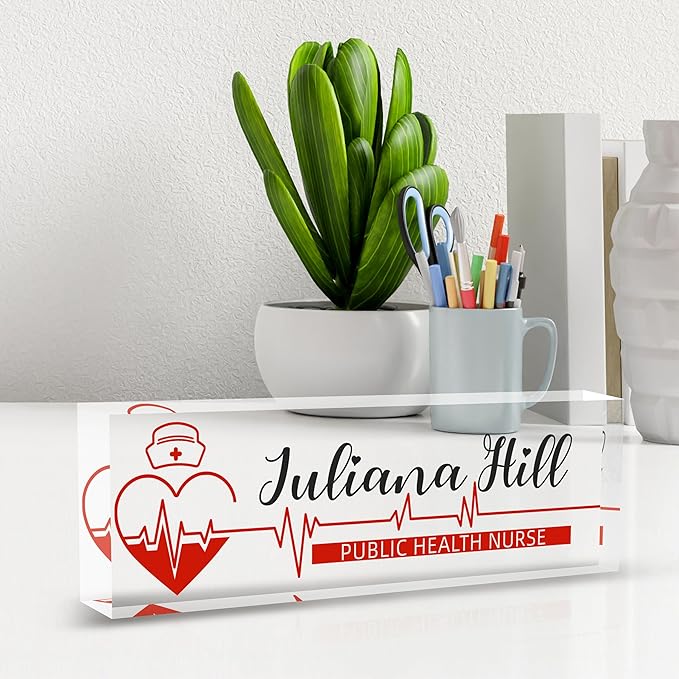 Personalized Name Plate for Desk, Nurse Office Decor for Women and Men, Employee Appreciation Gifts (Nurse Funds)