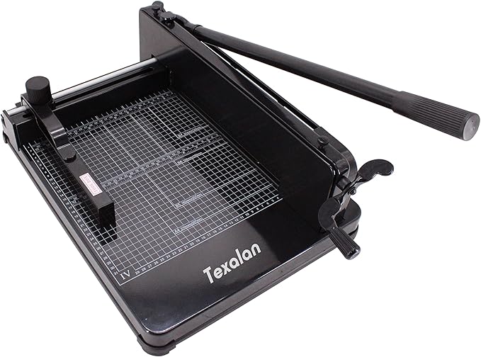 Heavy Duty Guillotine Paper Cutter - 400 Sheets Capacity, A4 12" Stack Paper Trimmer, Steel Base, Black