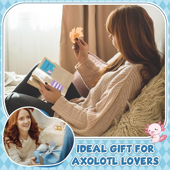 9 Pads Axolotl Sticky Notes 3x3 Inch Cute Self Stick Notepads Notes Adhesive Memo Pad Office Decor Gifts for Students School Teacher Meeting Office Supplies