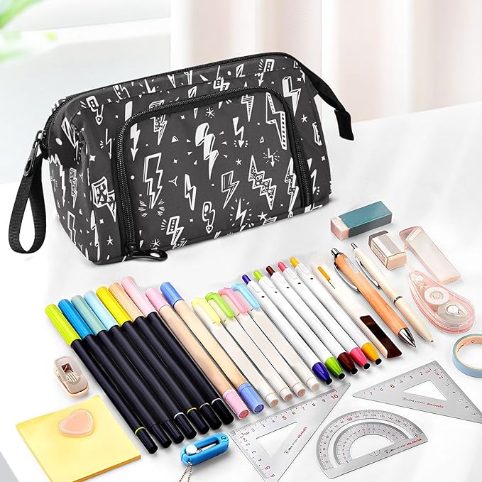 Lightning Pencil Case Pouch Big Capacity Pencil Bag Box Organizer Pen Case with Zipper Pencil Cases for Teen Girls Boy College Women School