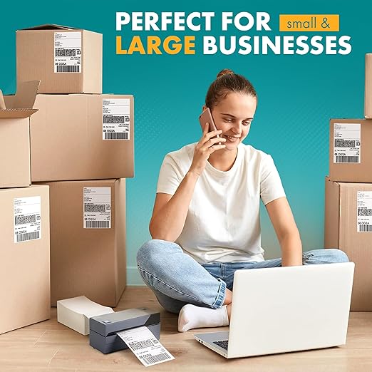 Shop4Mailers 4x6 Fanfold Direct Thermal White Adhesive Perforated Blank Address Shipping Labels for Packages, Compatible with Zebra & Rollo Printer (1000 Labels)