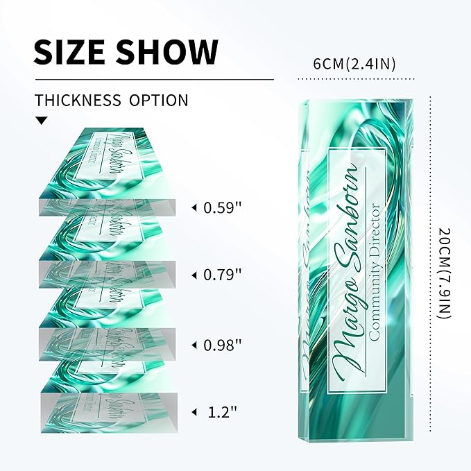 Personalized Name Plate for Desk Custom Acrylic Desk Name Plate Custom Employee Appreciation Gifts Office Gifts for Women, Men, Boss, Coworkers, Teacher, Nurse (Green Glaze)