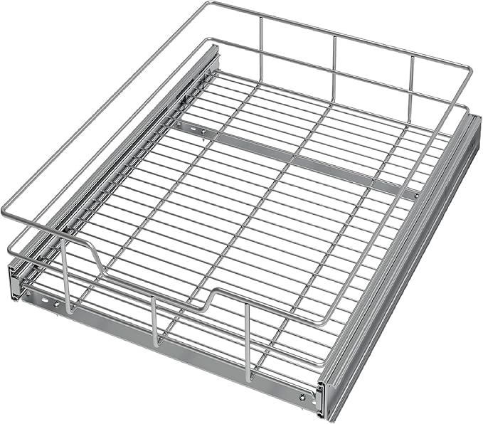 Pull Out Cabinet Organizer 14" W X 22" D, Slide Out Drawers For Kitchen Organizers and Storage, Pull Out Drawers For Cabinets Capacity Heavy Duty Caddy, Cabinet Shelves Chrome-Plated, Bathroom Pantry