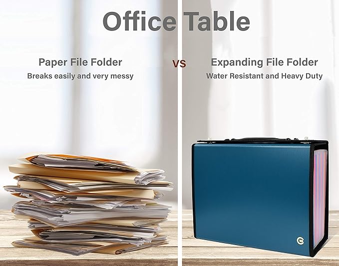 CNK Accordion File Folders with 24 Pockets Organizer for Document Paper Storage Folder Documents Expanding Binder Folio Pocket Receipt Filing Expandable Files Dividers Labels Letter Durable Handle