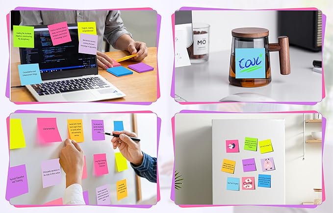 (36 Pack) Sticky Notes 3x3 in Post, 9 Bright Colors Self-Stick Note Pads it, Strong Adhesive, Easy to Post for Home, Office, Notebook