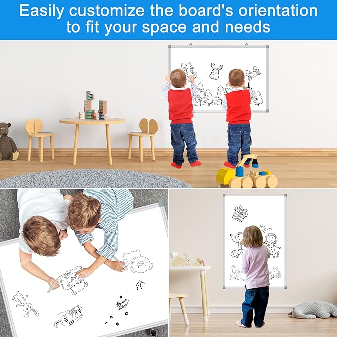 White Board Dry Erase Whiteboard for Wall 48" x 36" Aluminum Presentation Magnetic Whiteboards with Long Pen Tray, 12 Magnets, 3 Markers & 1 Eraser
