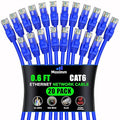 Maximm Cat 6 Ethernet Cable 0.6 ft (20-Pack) - High-Speed LAN Cable, Internet Cable, Patch Cable, and Network Cable - UTP, 10Gbps, 550MHz Ethernet Cord - Blue