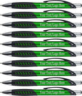 SyPen Promotional Pens With your Custom Logo or Text-300 Pack Bulk-for Businesses, Parties, and Events, Custom Printed Metallic/Colored Click Action Ballpoint Pens, Rubber Grip, Black Ink, Dark Green