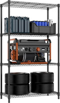 1000 lbs 4 Tier Shelf Metal Storage Shelves Shelving Wire Rack Heavy Duty Closet Organizers for Garage Kitchen Bathroom Laundry Black 15.7" D x 33.5" W x 59.5" H