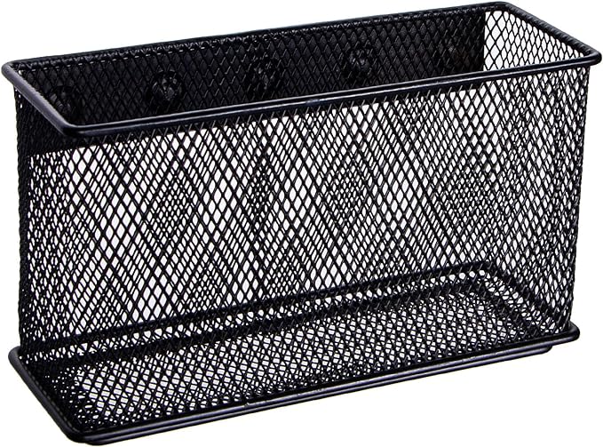 dedoot Magnetic Basket for refrigerator Storage Magnetic Pencil Holder Basket Mesh Black Strong Magnetic Pen Holder for Refrigerator,Whiteboard, Locker, Home and Office Organizer, 6.3x2.3x3.6inch