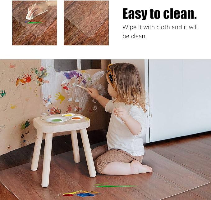 Kuyal Clear Chair mat for Hardwood Floor 30 x 48 inches Transparent Floor Mats Wood/Tile Protection Mat for Office & Home (30" X 48" Rectangle)