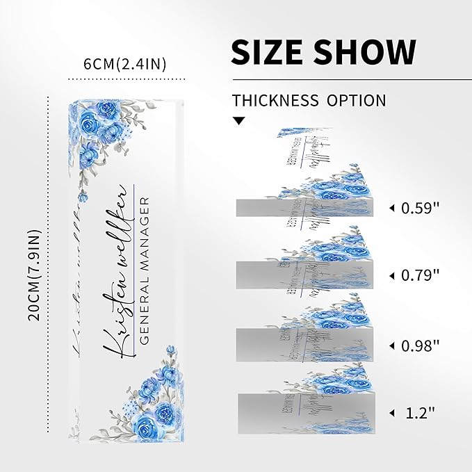 Personalized Name Plates - Office Desk Decor & Gifts (Blue Daisy)