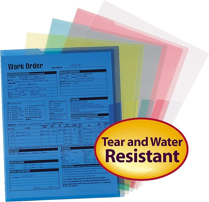 Smead Organized Up Poly Translucent Project Jacket, Letter Size, Assorted Colors, 10 per Pack (85752)