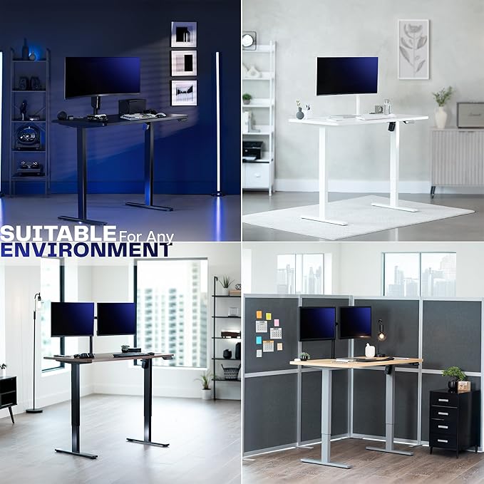 VIVO Electric 43 x 24 in Standing Desk, Memory Height Adjustment, 1B Series, Holds 220 lbs, One-Piece Dark Walnut Top, Gray Frame, DESK-KIT-1G4D