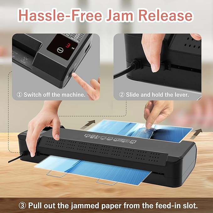 SINCHI 13-Inch Thermal Laminator & Foil Applicator – 4-Roller, 3–10 Mil, 40s Warm-Up, 43s/Page, LED Touch Panel, Jam Release, Auto Shut-Off, 10 Sheets Included – for Office, School & Home Use