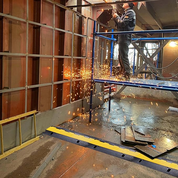 Yescom Cable Ramp Protector 1 Channel Garden Hose Protecitive 22000 Lbs Load Capacity Heavy Duty Speed Bump for Road Driveway Walkway