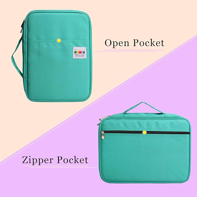 220 Slot Colored Pencil Case Pen Bag with Zipper for Artist Storage Organizer for Watercolor Pencil Gel Pen Marker Highlighter Large Capacity Handy Pencil Holder (Green)