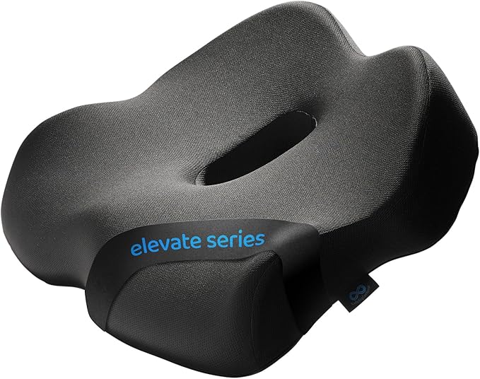 Everlasting Comfort Premium Memory Foam Seat Cushion for Office & Car - Elevate Series Ergonomic Chair Cushion - Doctor Recommended Support Pillow for Tailbone, Sciatica Pain Relief, Desk Accessories