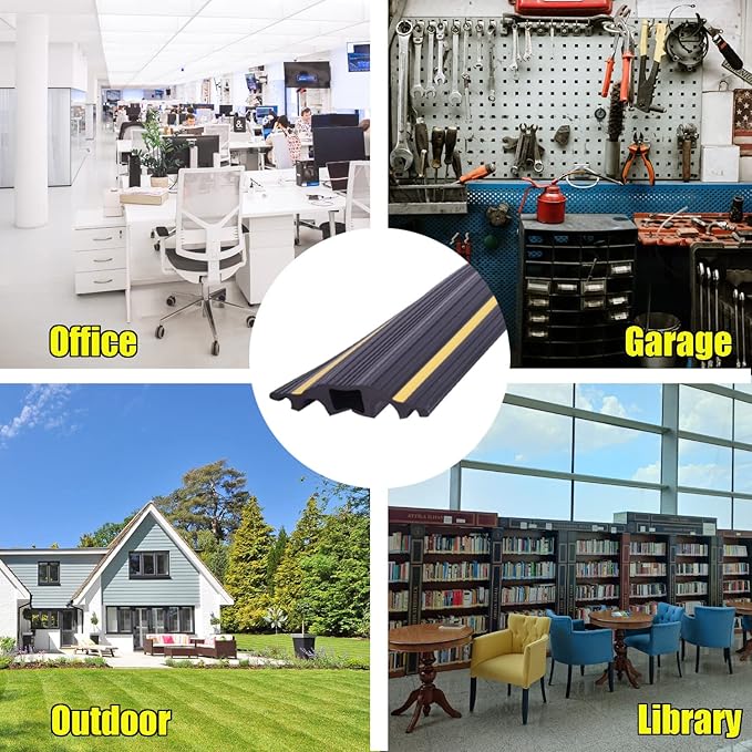 6FT Floor Cord Cover-Cord Cover Floor,Power Cable Protector Soft Extension Floor Cable Cover to Organize and Protect Wire on Floor, Electrical Cord Covers for Floor (6ft)