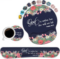 Keyboard Wrist Rest and Mouse Pad Wrist Rest Support Set, Non-Slip PU Base for Gaming and Office, Comfortable & Lightweight for Easy Typing & Pain Relief, Floral Quote Bible Verses Psalm 46:5