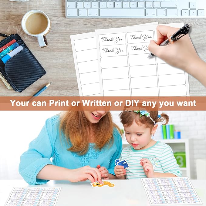 1" x 2 5/8" (25 Sheets) Address Labels, Labels Sticker Paper for Laser/Ink Jet Printer, Printable and Writable White Sticker Labels- Matte, 30 per Page Labels (Total 750 Labels)