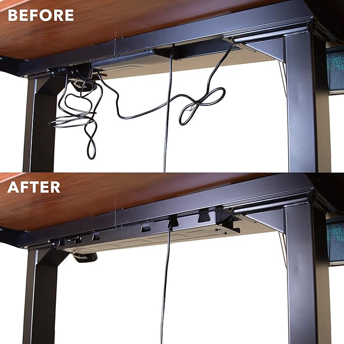 MOUNT-IT! Under Desk Cable Tray [23" Length] Wire Management Basket for Desktop Computers, Laptops, Sit Stand Desks and Workstations (Black)