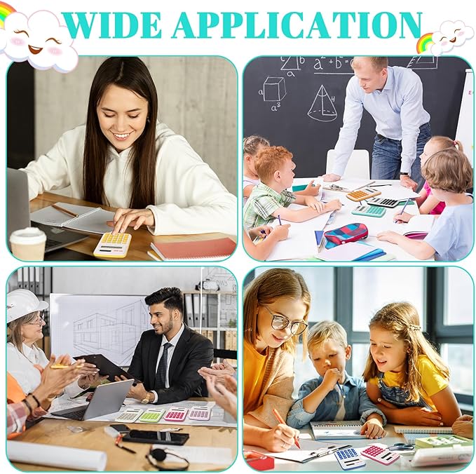 60 Pcs Pocket Size Mini Calculator Small Calculators Bulk Handheld Basic Calculator with Button Battery, 8 Digit Display Office Calculators for Home School Kids Teacher (Multicolor)