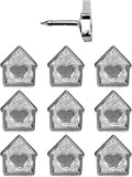 Mini House Push Pins - Silver House Pins - for Cork Board, Maps, or Lapel Pin Use - Designed in USA - Set of 10