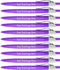 SyPen Personalized Pens With your Custom Logo or Text-500 Pack Bulk-for Businesses, Parties, and Events, Custom Printed Ballpoint Click Pens, Translucent Barrel, Purple Pen, Black Ink