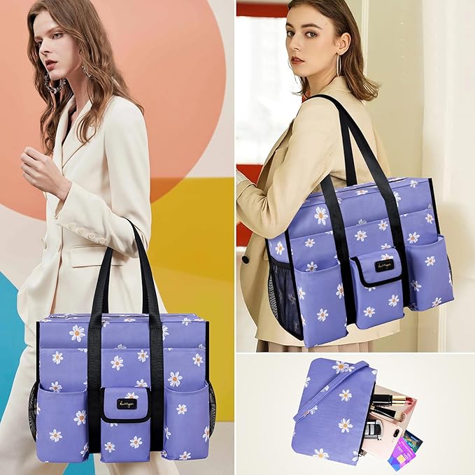 Utility Tote - Water Resistant with 19 Exterior/Interior Pockets - Large Women/Teacher/Work Bag