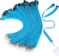 Patelai 60 Pcs Breakaway Lanyards with J Hook Bulk Flat for ID Badges Neck Badge Lanyards Card Nametag Holder Neck Straps (Light Blue)