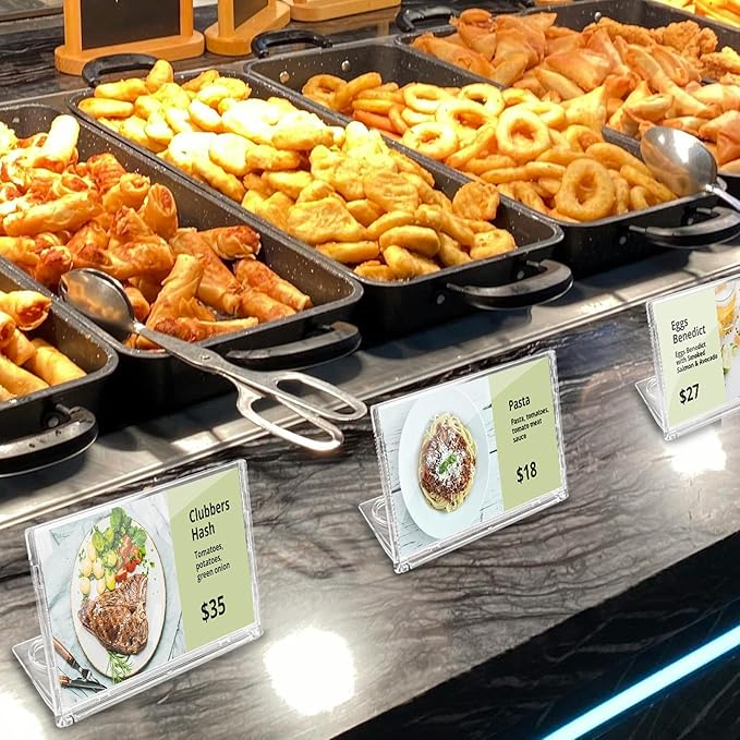 10 Pack 4x6 Inch Sign Holder Horizontal, Double-Sided Usage with Swivel Base for Table Display, for Office, Store, Restaurant, Retail Counters, for Menu, Message Board, Note