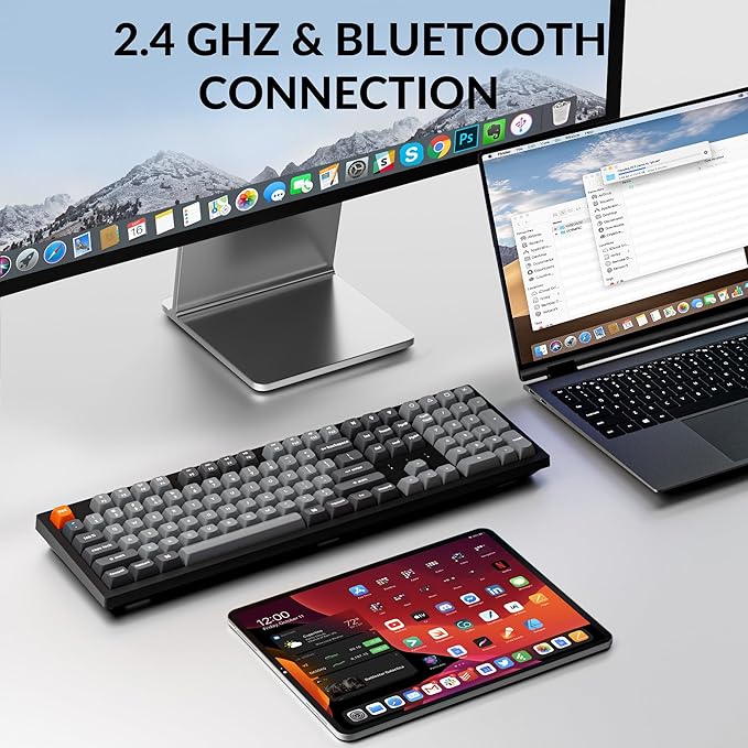 Keychron K10 Max Wireless Custom Mechanical Keyboard, QMK 2.4 GHz Bluetooth Full-Size with Hot-swappable Keychron Super Banana Switch Compatible with Mac Windows Linux (RGB Backlit)