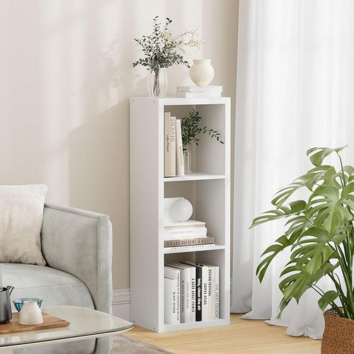 3 Cube Storage Organizer Single Row, Cube Shelf with Heavy-Duty Thick Boards, 13.31" L x 9.37" W x 36.93" H, Smooth Easy-Clean Panels, Simple Assembly, for Living Room Bedroom Office, White