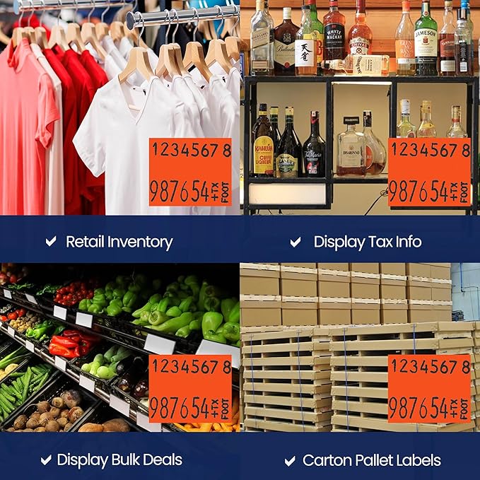Perco Fluorescent Red Pricing Labels for Monarch 1136 Price Gun - 8 Rolls, 14,000 Pricemarking Labels