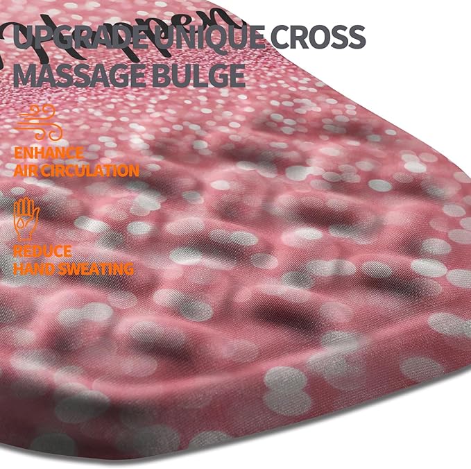 Ergonomic Slope Mouse Pad Wrist Support, Wrist Rest Mousepad for Carpal Tunnel Pain Relief with Massage Bulge and Slow Rebound Memory Foam (12x8 inch, Pink Stay Positive)