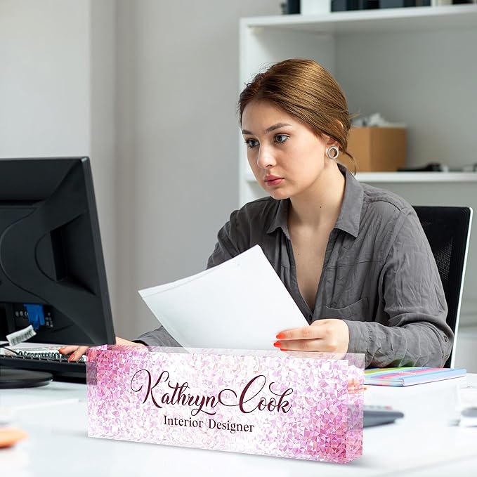 Acrylic Desk Name Plate Personalized, Office Desk Decor, Employee Appreciation Gifts, The Office Gifts for Boss, Manager, Teacher