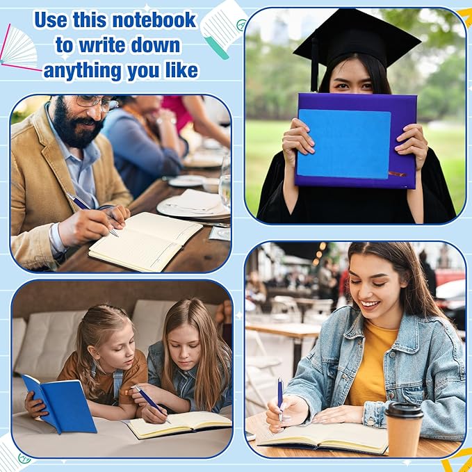 Kolldenn 50 Pack Notebooks Journals Bulk with 50 Pens A5 Softcover Notebooks Waterproof School Notebooks Leather Ruled Journal with Pen for School Business Work, 200 Pages, 5.7" x 8.3" (Blue)