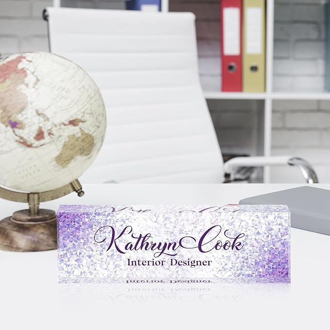 Name Plate for Desk-Personalized Name Plates for Desk-Name Plate Personalized for Office-Gifts for Teacher Boss Employee Appreciation Office Desk Decor (purple diamond), MYDZBJMT1009