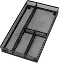 Desk Drawer Organizer Tray,Drawer Organizer for Office and Home,Desk Organizer with Drawers,4 Compartments,Non-Slip Desk Organizers and Accessories for Stationery Makeup School (Black)