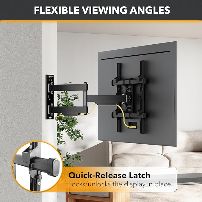 CondoMounts TVA8144 Full Motion TV Wall Mount for 32"-65" Screen | Swivel and Tilt TV Bracket with Articulating Arms, Holds 110lbs | UL Certified