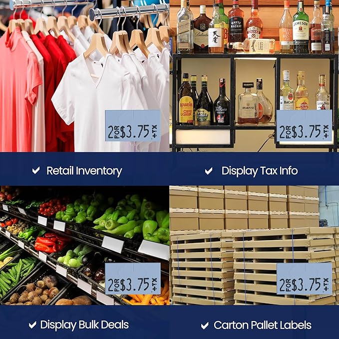 Blue Pricing Labels for Monarch 1131 Price Gun – 3 Sleeves, 24 Rolls Value Pack - 60,000 Price Marking Labels – with Ink Rolls Included