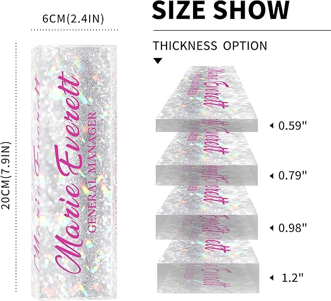 Custom Name Plate for Desk | Personalized Desk Name Plate | Personalized Boss Employee Appreciation Gifts | Acrylic Name Plate Office Desk Accessories (A-Silver Colored Crystal)