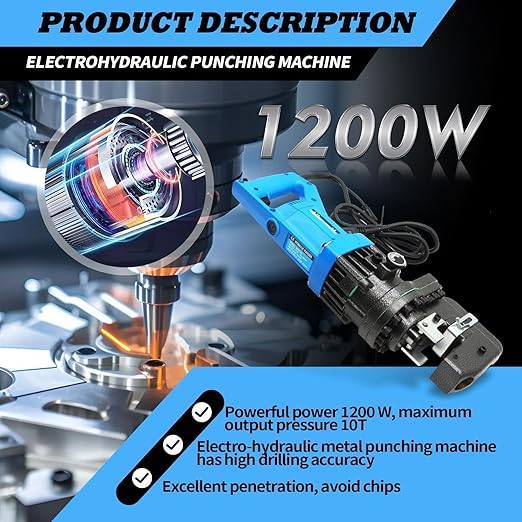 1200W 110V Electric Hydraulic Hole Punch Hydraulic Hole Punching Tool Metal Punch Compatible with Steel Copper Aluminum Iron Alloy (Upgrade Version)