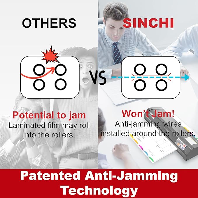 SINCHI Auto Sense 13" Heavy-Duty Laminator for Business & School, 3–10 Mil, 50s Warm-Up, 17s/Sheet, Works with Cardstock & Dark Prints, Never-Jam, Laminates 11x17, Includes 10 Sheets