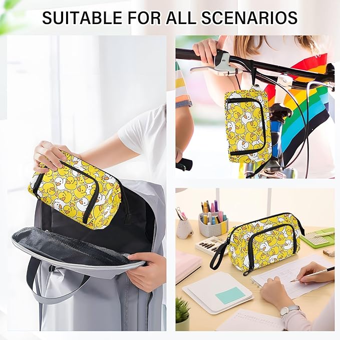Duck Rubber Pencil Case Pouch Big Capacity Pencil Bag Box Organizer Pen Case with Zipper Pencil Cases for Boys Girls Kids Women School College