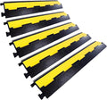 Rubber Cable Ramp Cord Cover Cable Protector Ramps Wire Hose Protective 2 Channel 22000Lbs Load Capacity Traffic Speed Bump for Asphalt Concrete Gravel Driveway Indoor Outdoor, 5 Pack
